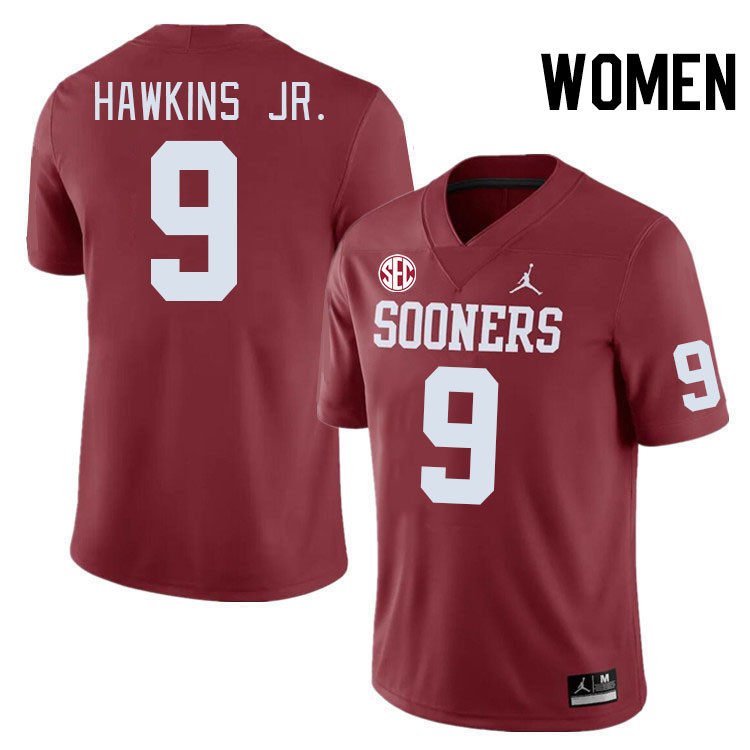 Women #9 Michael Hawkins Jr. Oklahoma Sooners 2024 SEC Conference College Football Jerseys-Crimson